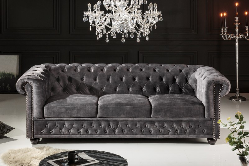 Sedačka CHESTERFIELD SAMT DARK GRAY