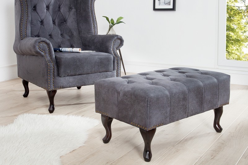 Taburet CHESTERFIELD STOOL GREY