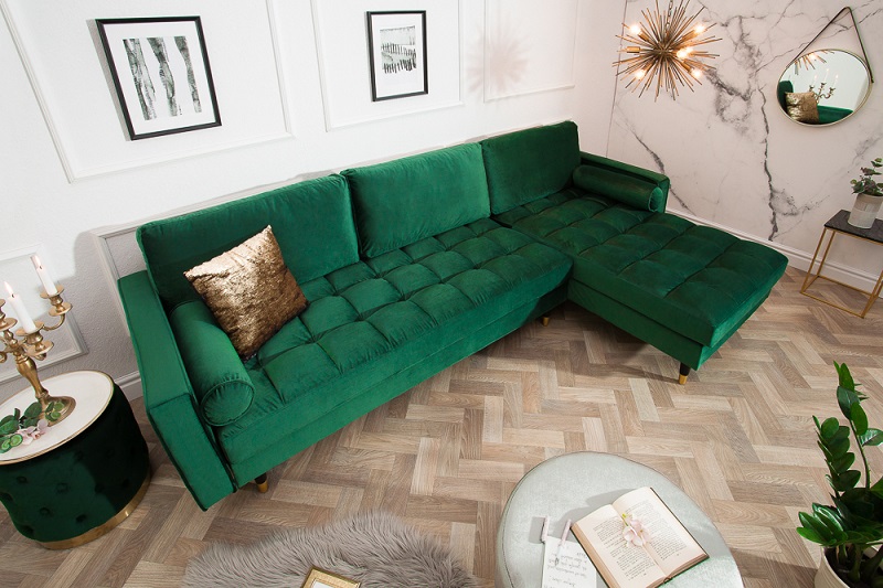 Rohová sedačka VELVET CORNER SMARAGD