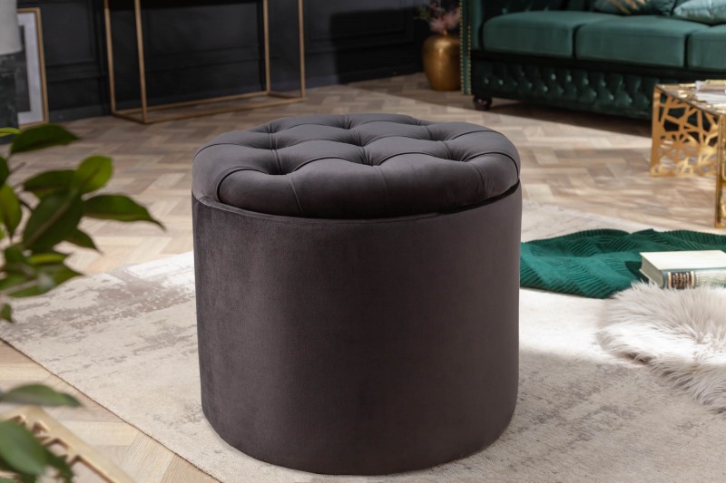 Taburet BAROCK ROUND BLACK