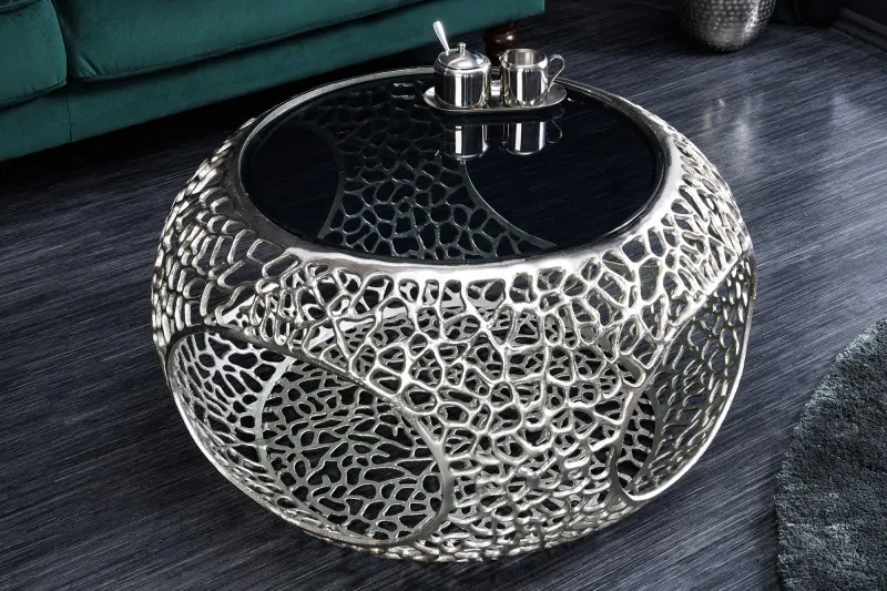 Konferenční stolek Leafnet Silver Glass