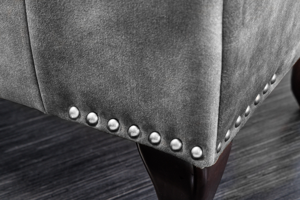 Taburet Chesterfield Stool Vintage Gray