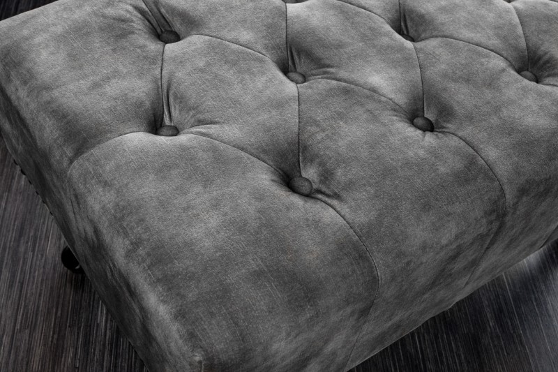 Taburet Chesterfield Stool Vintage Gray