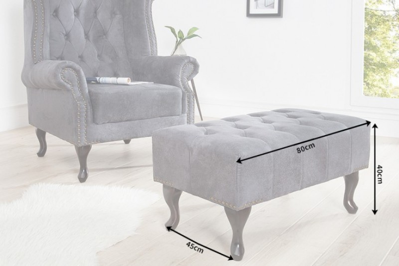 Taburet CHESTERFIELD STOOL GREY