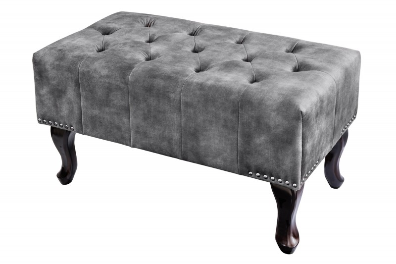 Taburet Chesterfield Stool Vintage Gray