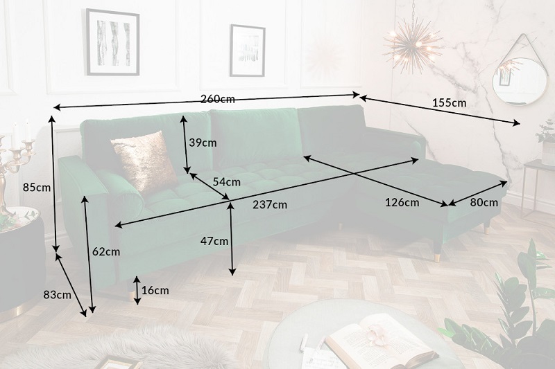 Rohová sedačka VELVET CORNER SMARAGD