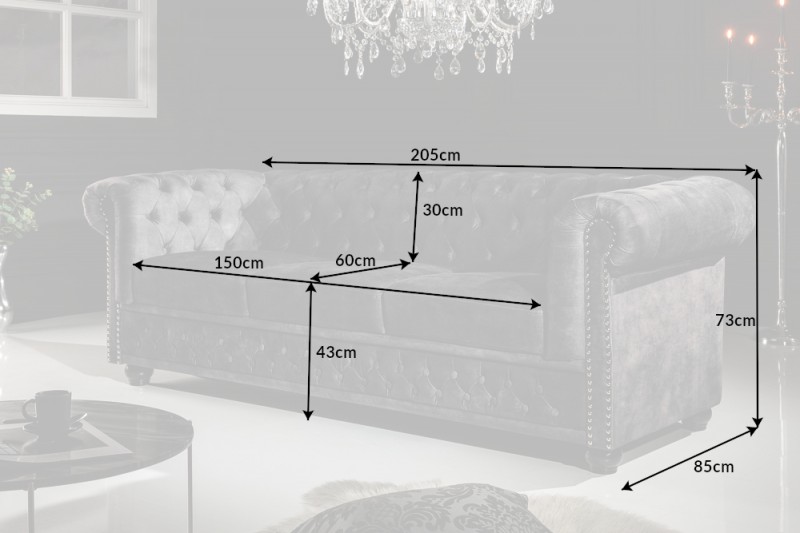 Sedačka CHESTERFIELD SAMT DARK GRAY