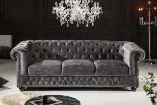 Sedačka CHESTERFIELD SAMT DARK GRAY