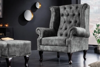 Křeslo Chesterfield Old Vintage Gray